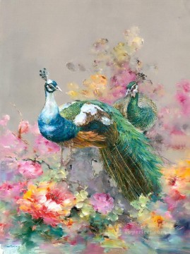 Pavo real en flor 0 928 pájaros Pinturas al óleo